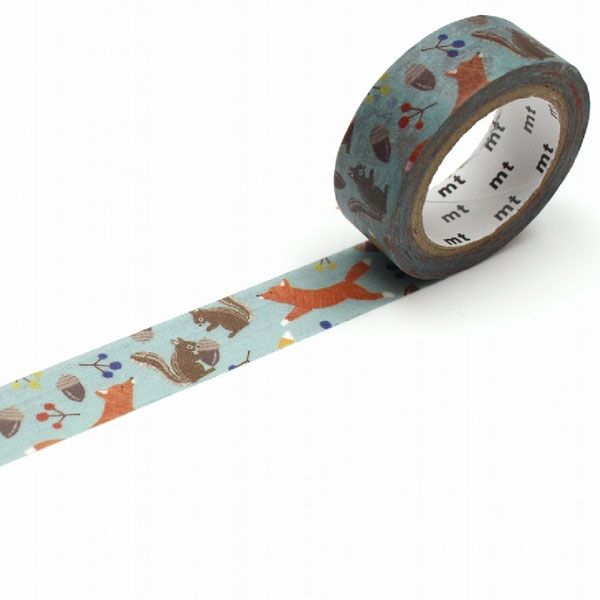 mtのマステ  刺繍・キツネとリス  サイズ：幅15mm×7m