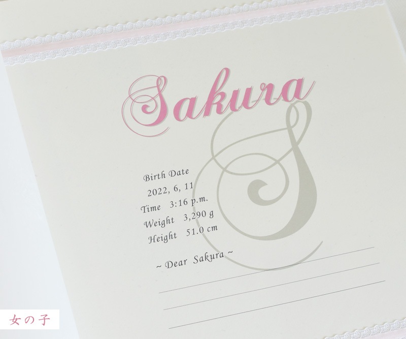 ベビー名入れ台紙ローマ字　 Lサイズ用