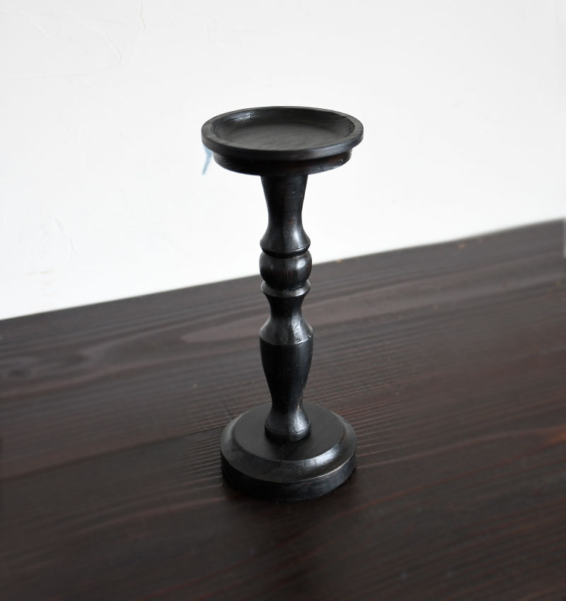 鉱物を飾る　木の飾台(高)