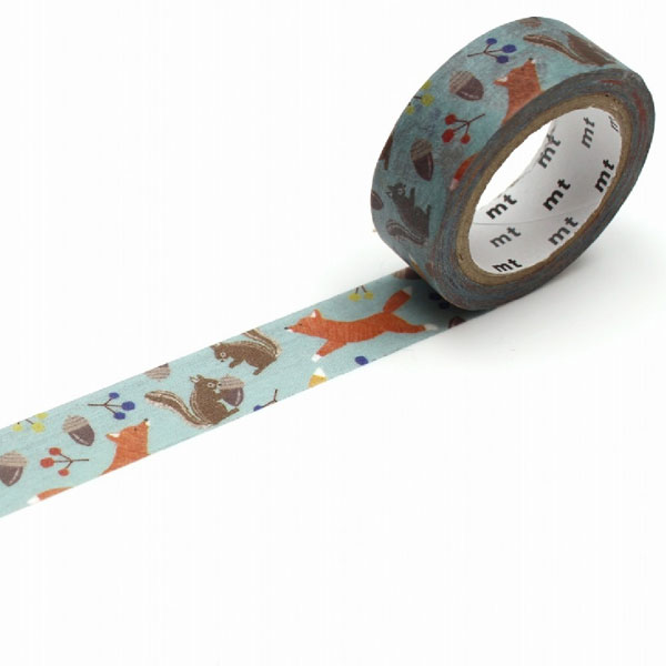 mtのマステ  刺繍・キツネとリス  サイズ：幅15mm×7m