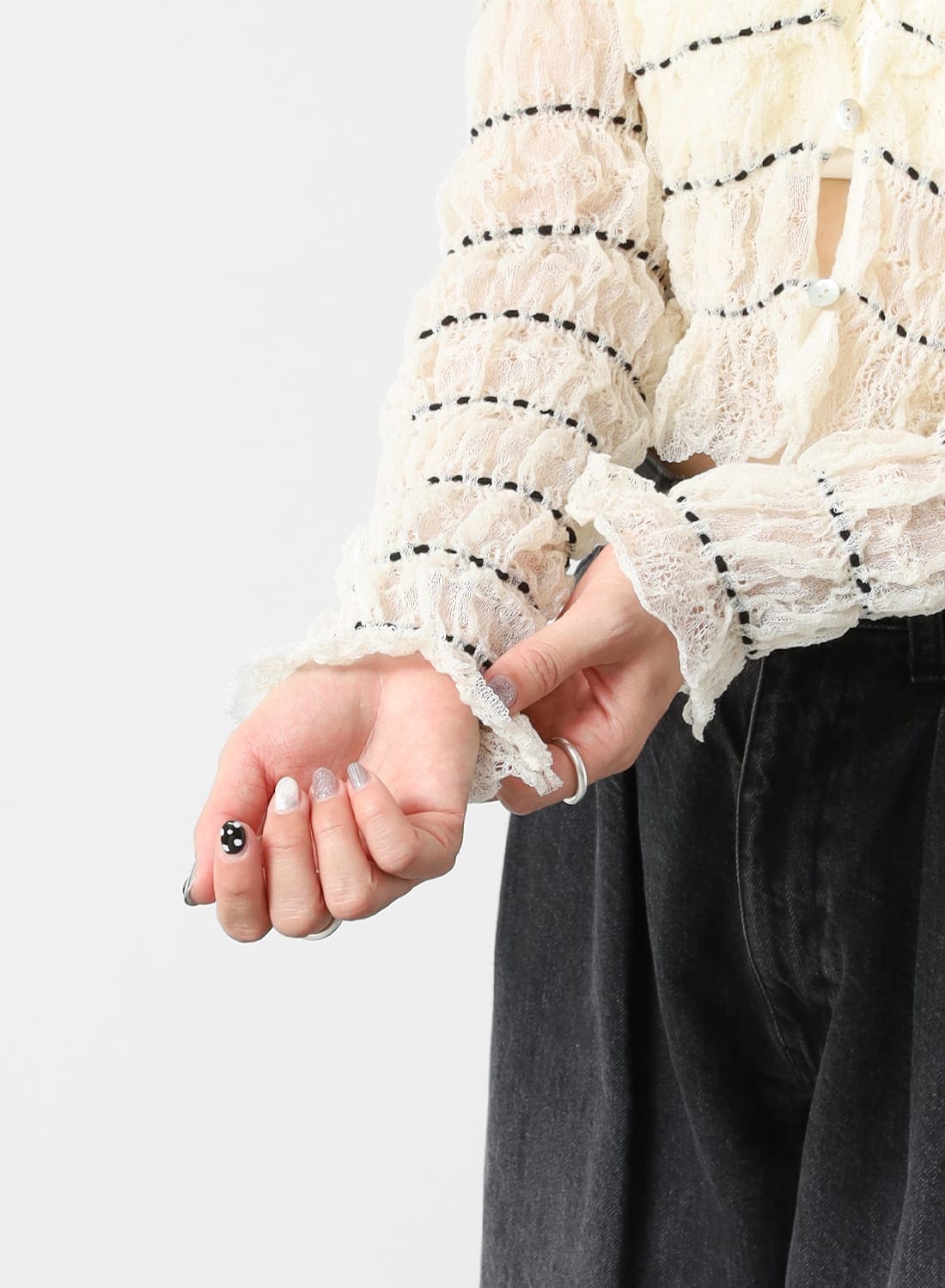 EUCHRONIA(ユークロニア)/Shirring lace cardigan(シャーリング レース