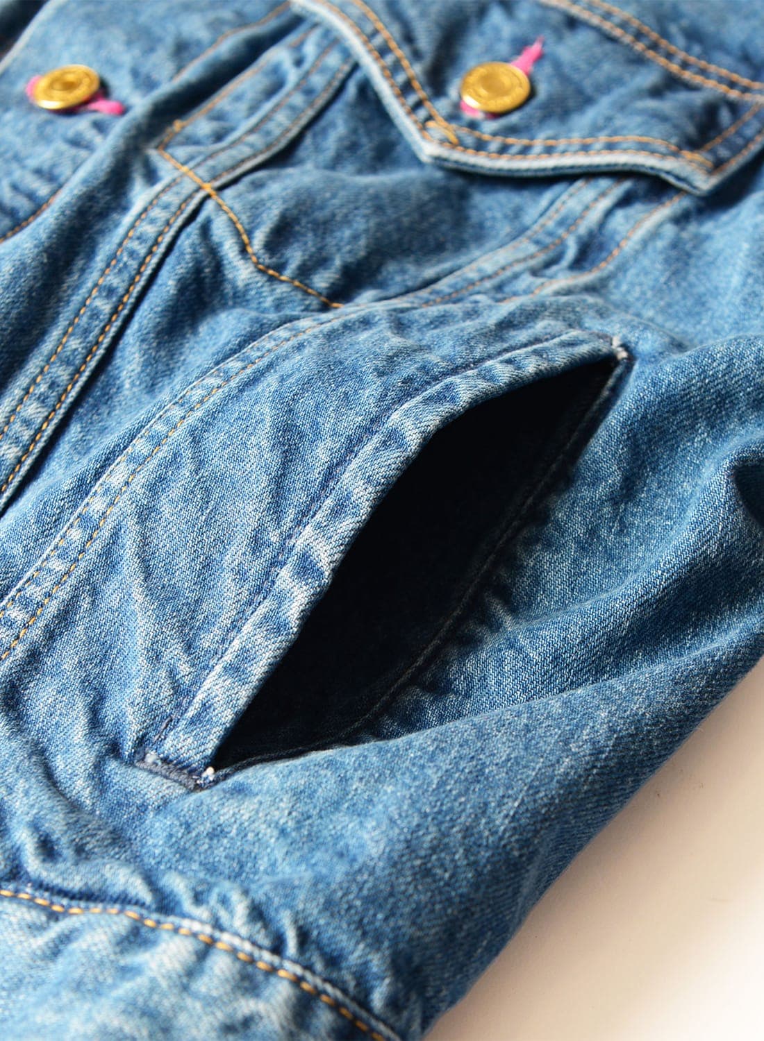 HOLIDAY（ホリデイ）PUFF SLEEVE DENIM JACKET(PINK STITCH