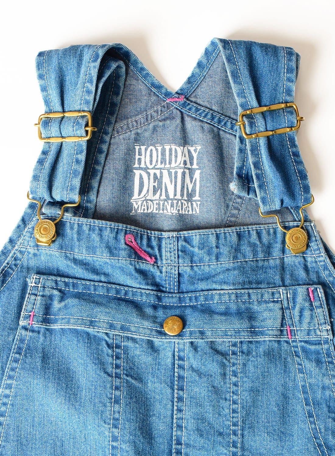 【本日限定価格】phigvel デニムオーバーオール HOLIDAY（ホリデイ）BIG DENIM OVER-ALL(PINK STITCH)（ビッグデニム