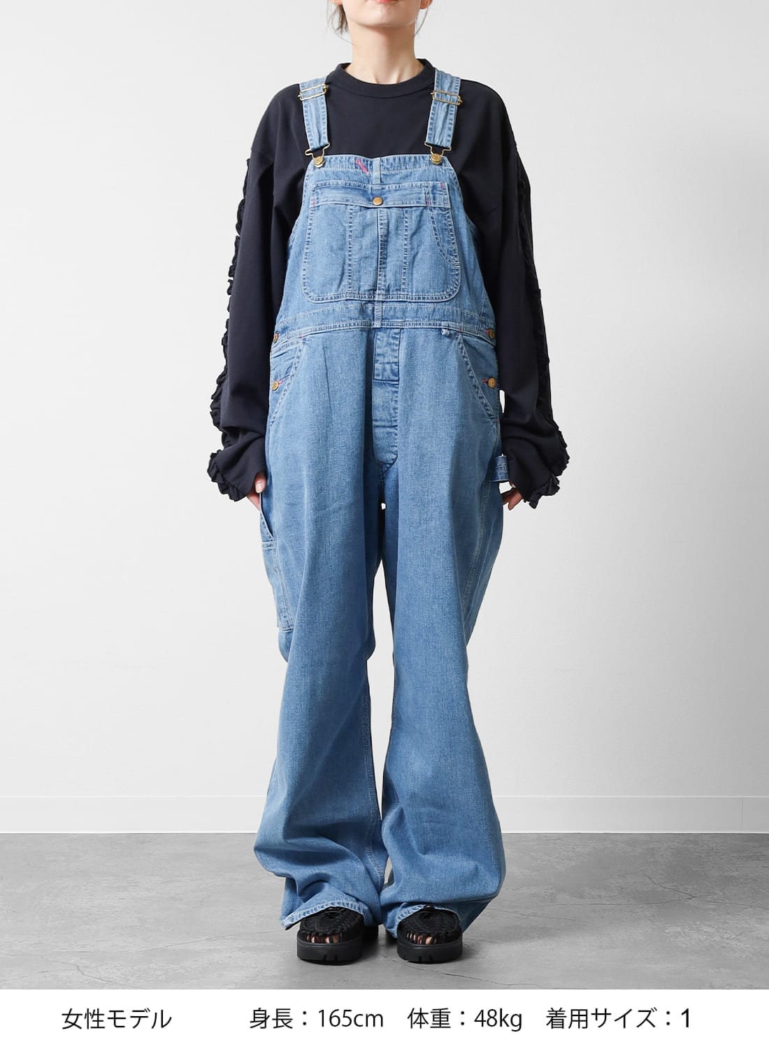 HOLIDAY（ホリデイ）BIG DENIM OVER-ALL(PINK STITCH)（ビッグデニム