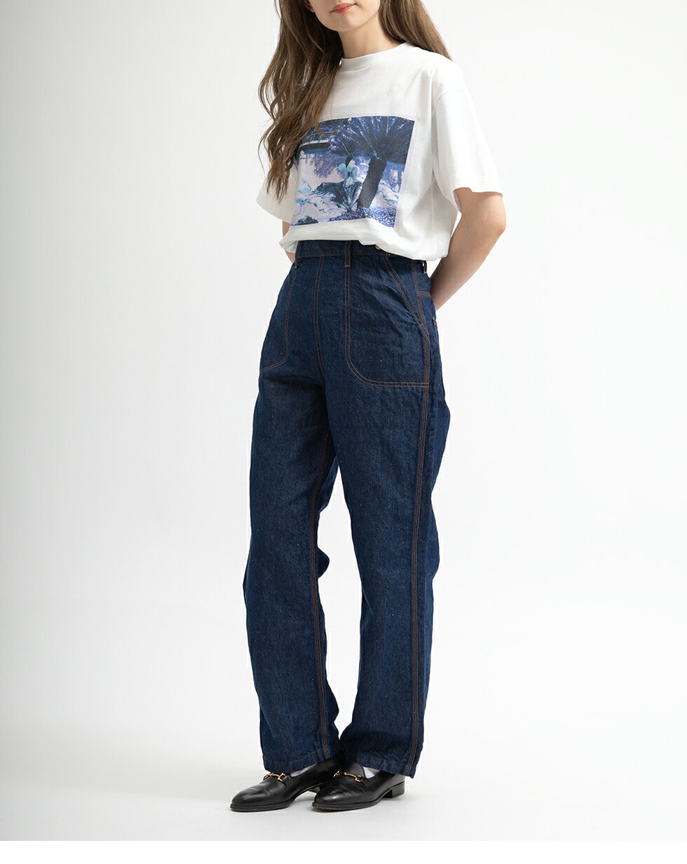 caqu サキュウ デニム antique denim リネンランチパンツ