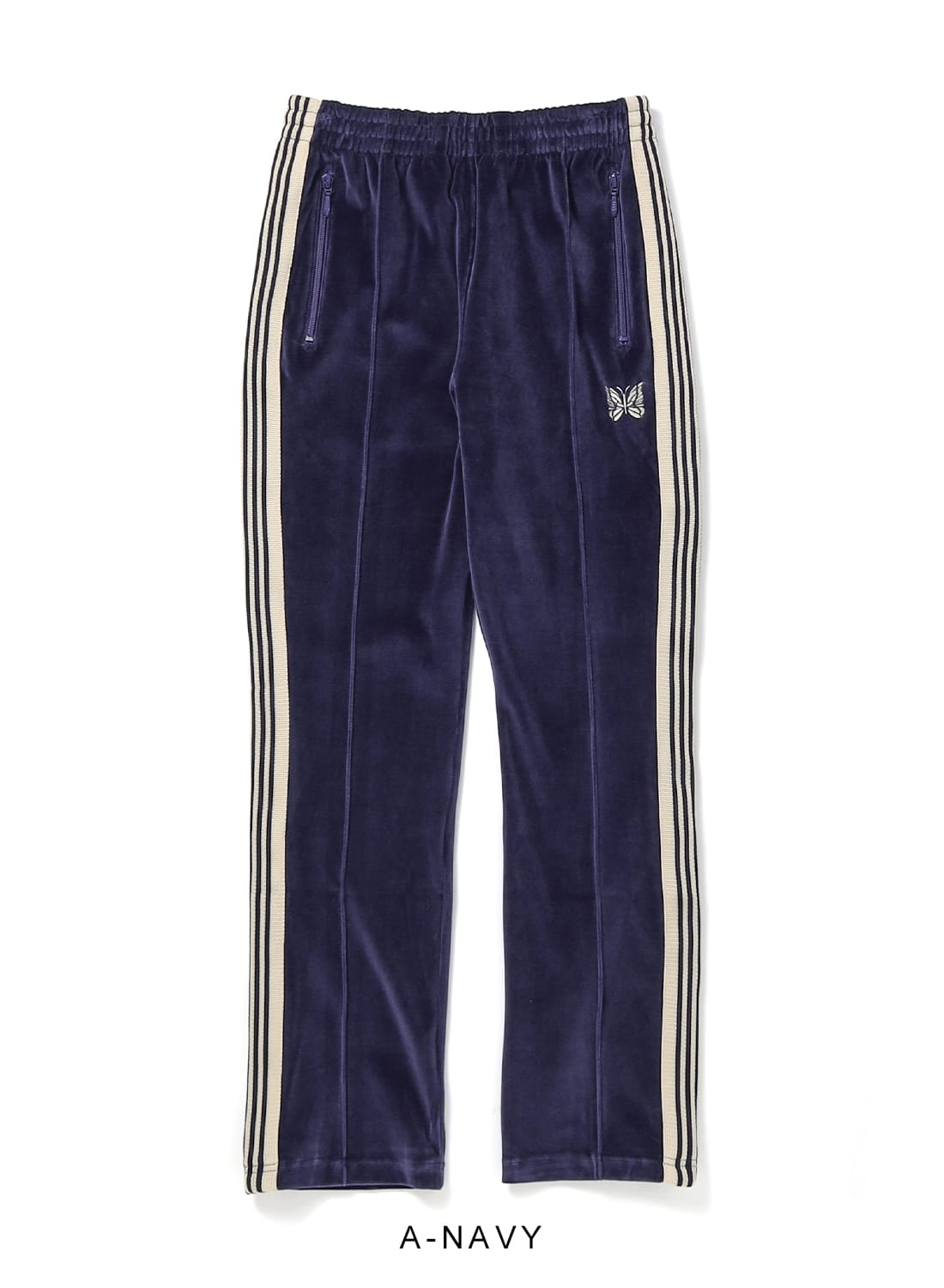 怪*★様 Needles トラックパンツ　ベロア生地　ナロータイプ　ネイビー NARROW TRACK PANT - C/PE VELOUR|ナロー トラックパンツ - コットン