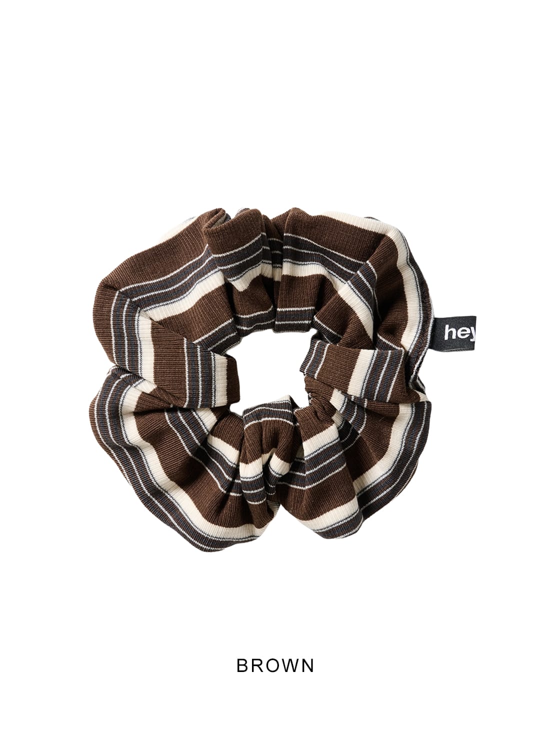 Eaphi TAPE EMBROIDERY MIX KNIT ブラウン heyep(ヘイップ)/Multi-Stripe Knit Scrunchie(マルチストライプニット