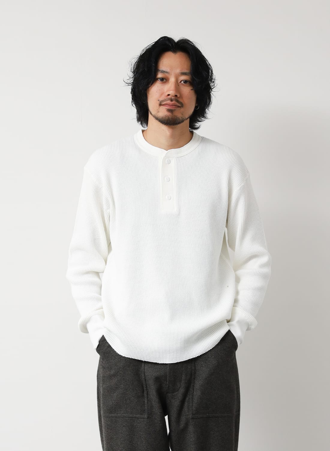 Healthknit（ヘルスニット）Thermal King Waffle Henleyneck L/S