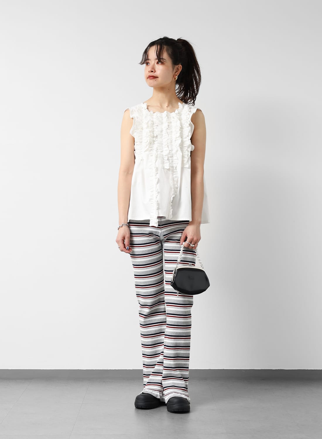 Rhodolirion(ロドリリオン）/Sleeveless Frill Shirt - Twill(スリーブ