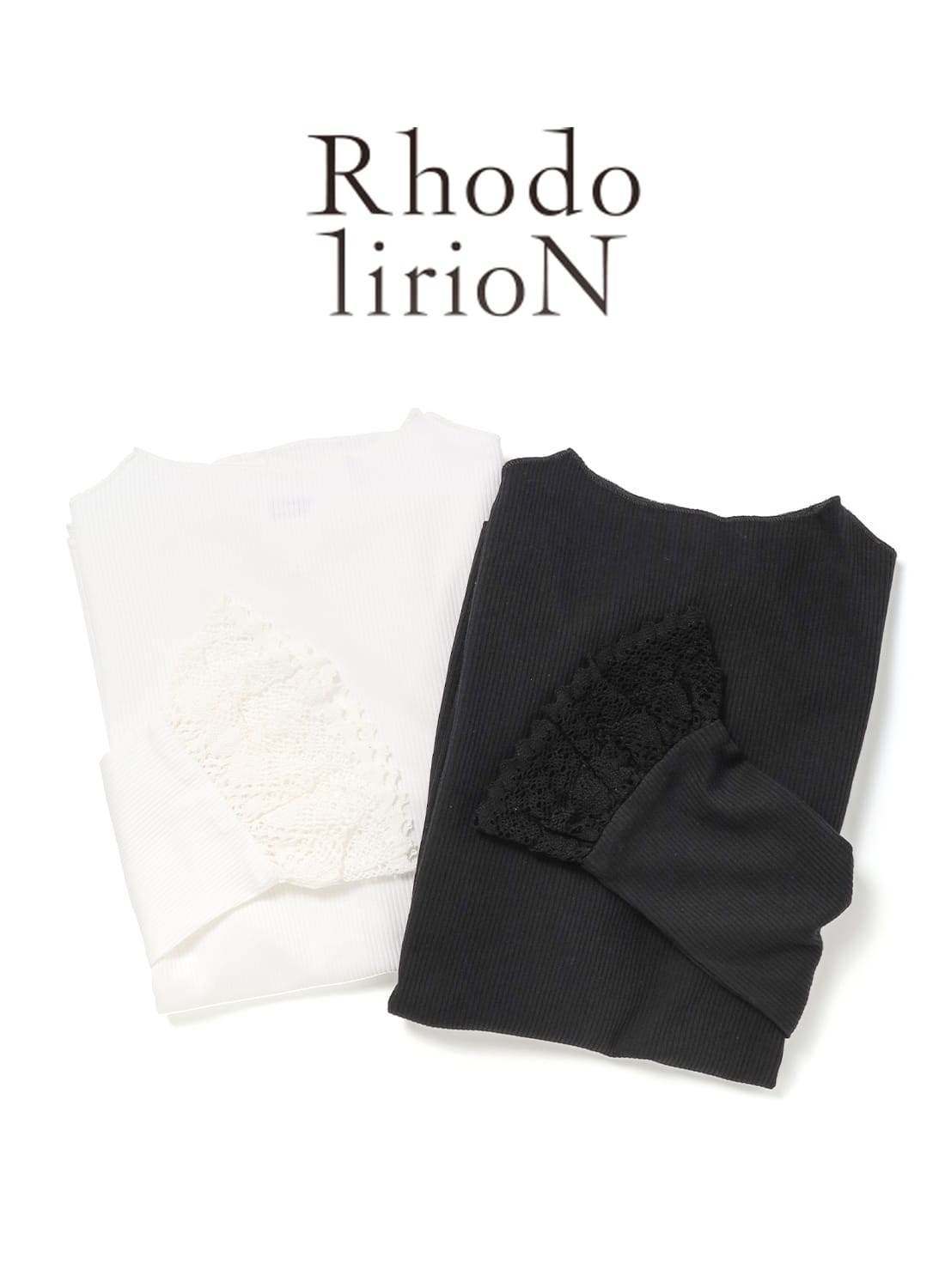 RHODOLIRION(ロドリリオン)/Ribbed Lace Cuff Pullover Tee(リブド