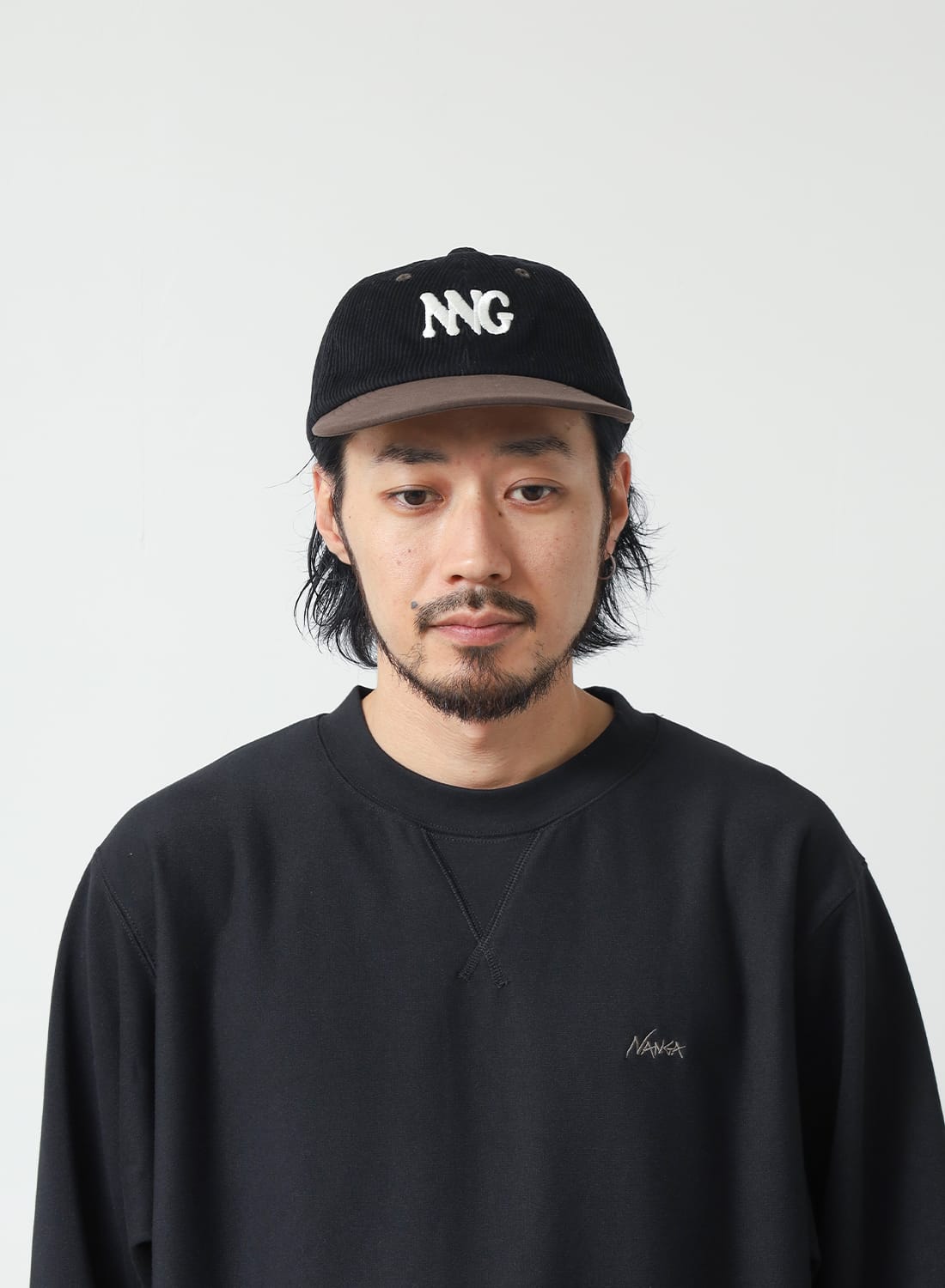 ナンガ　キャップ　コーデュロイ　黒 CORDUROY NNG LOGO CAP|コーデュロイ NNG ロゴキャップコーデュロイ