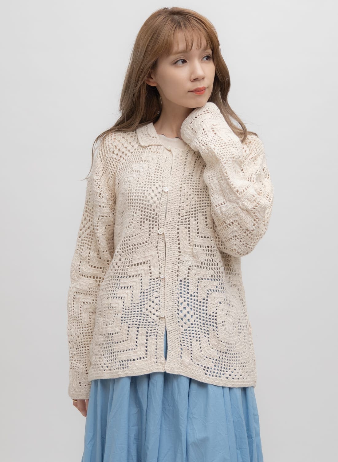 BODE(ボーディ)/OVERDYE CROCHET SHIRT(オーバーダイ クロシェ シャツ 