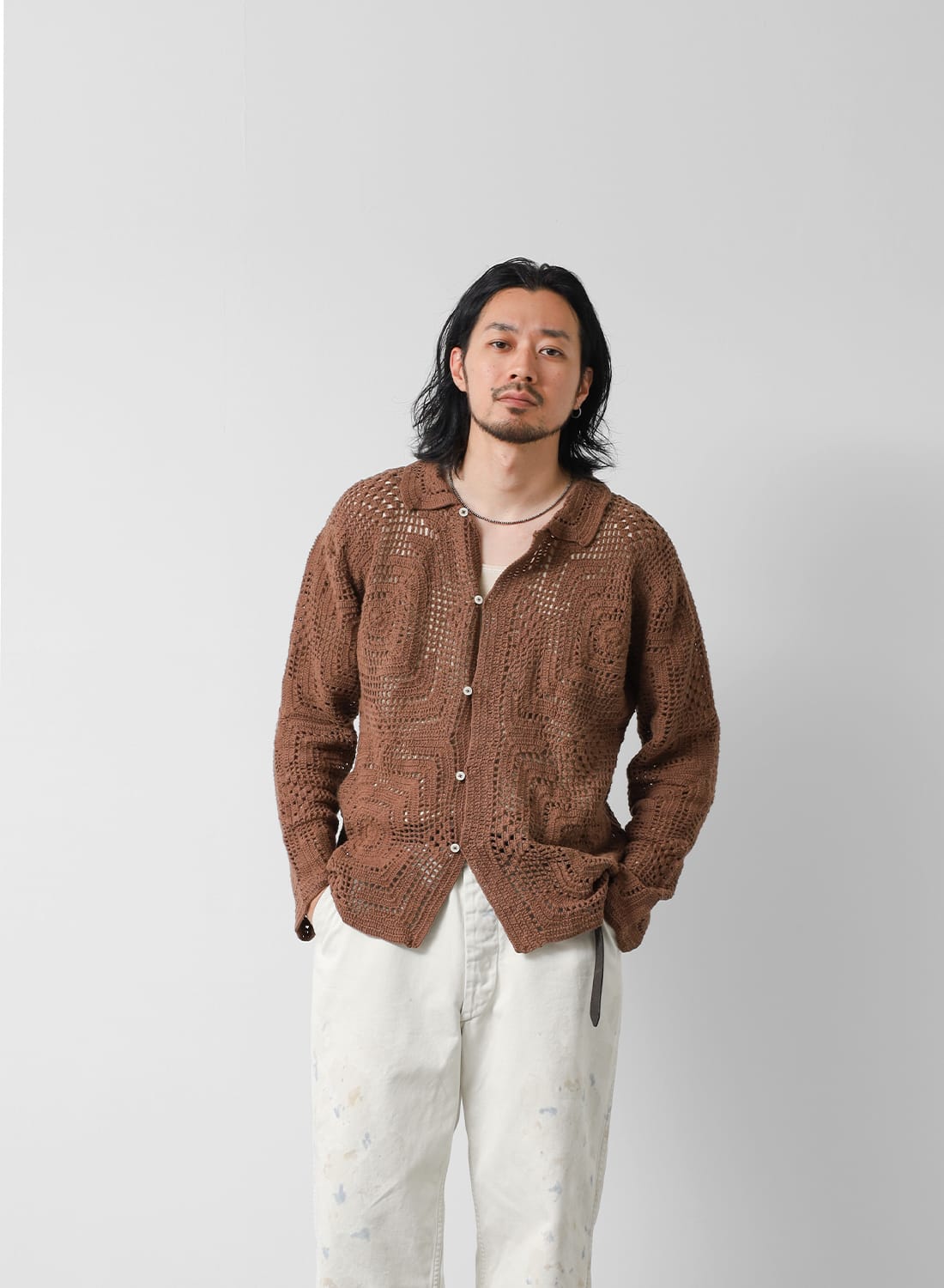 BODE ボーディー クロシェ編みニットシャツ BODE(ボーディ)/OVERDYE CROCHET SHIRT(オーバーダイ クロシェ シャツ