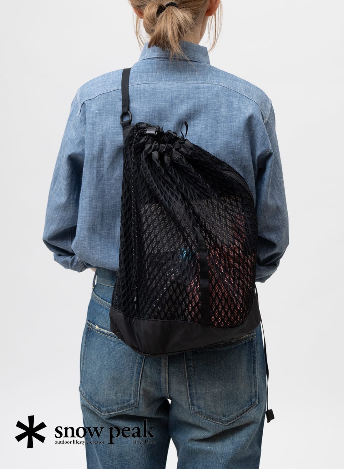 Snow Peak スノーピーク Double Face Mesh Shoulder Bag One Black Snow Peak スノーピーク Double Face Mesh Shoulder Bag One Black