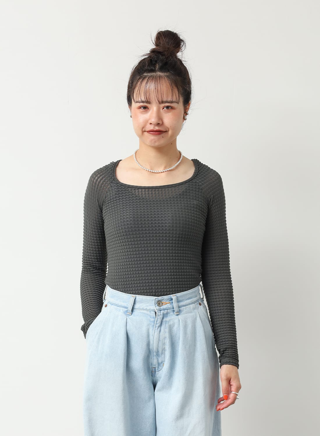 SIMONE WILD（シモーネワイルド）Waffle Boat Neck Long Sleeve