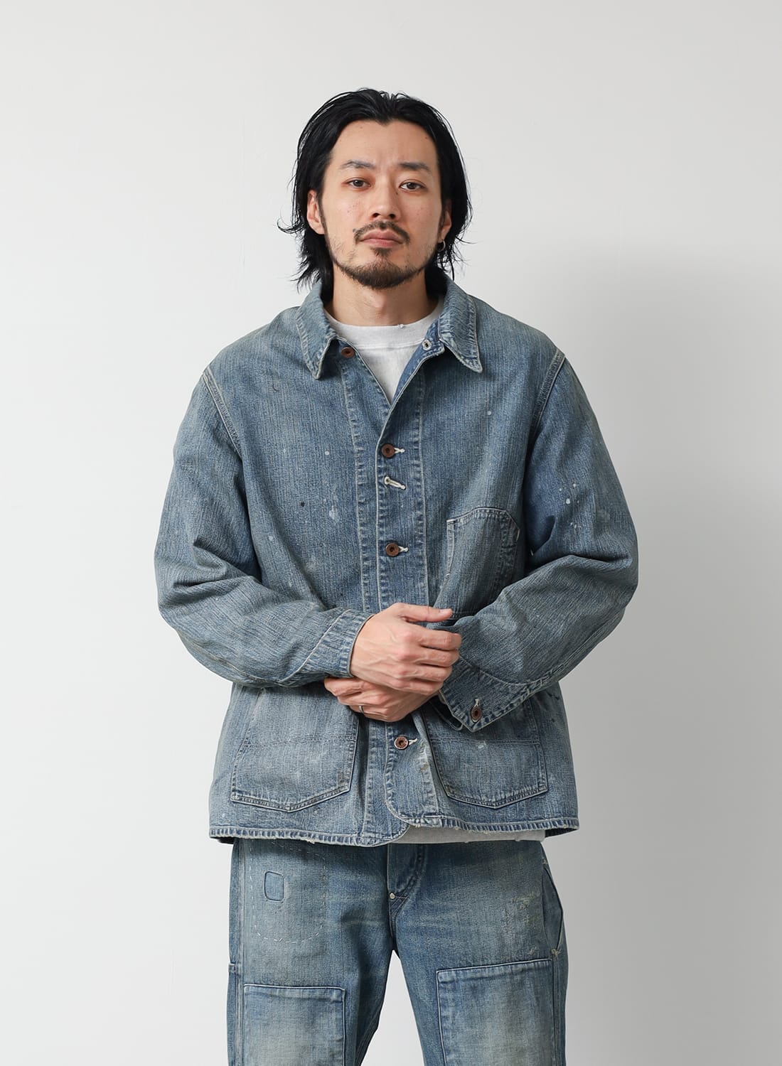 BOWWOW デニムカバーオール ダメージ加工 新品未使用 BOW WOW（バウワウ） PAINT-STAINED ENGINEER'S COVERALL（ペイント