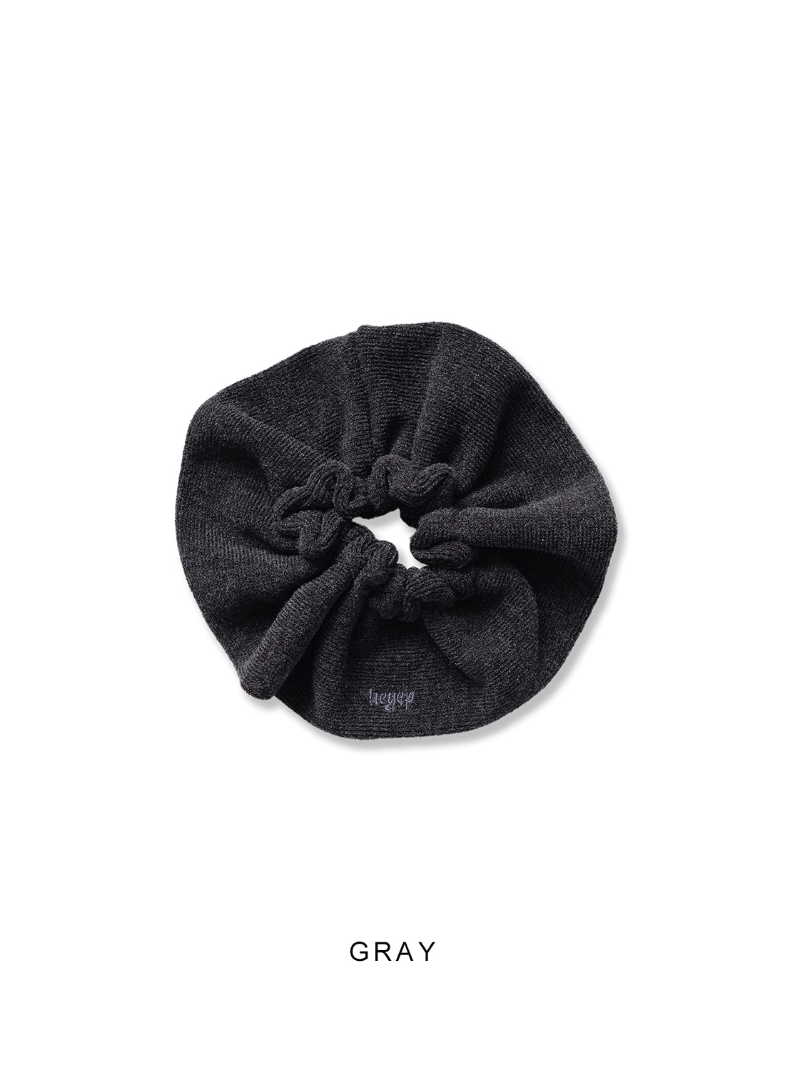 heyep ブラックニット帽とヘアアクセサリーセット heyep(ヘイップ)/Knit Logo Scrunchie(ニットロゴシュシュ)/ロゴ入り 帽子