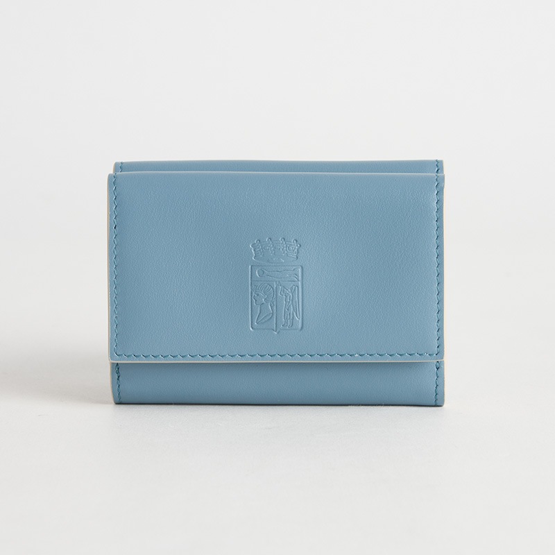 Blason Mini Wallet ブラゾン 3つ折りミニ財布(小銭入れ付) スムースカーフ ターコイズ