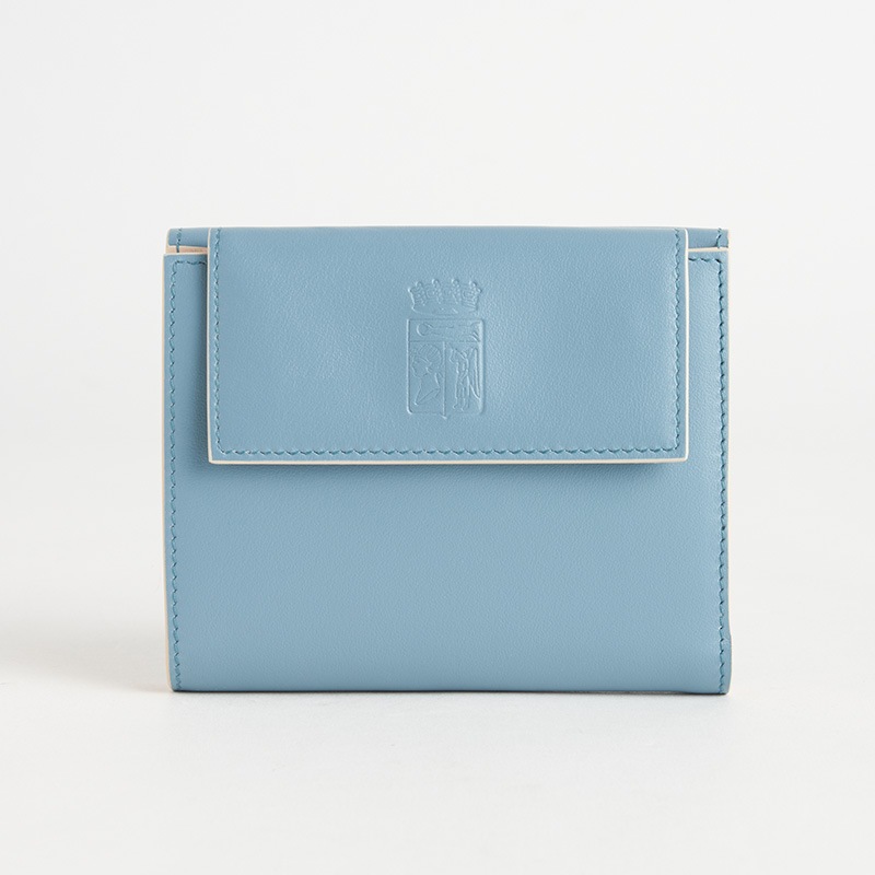 Blason Small Wallet ブラゾン ２つ折り財布（フラップ付） スムースカーフ ターコイズ