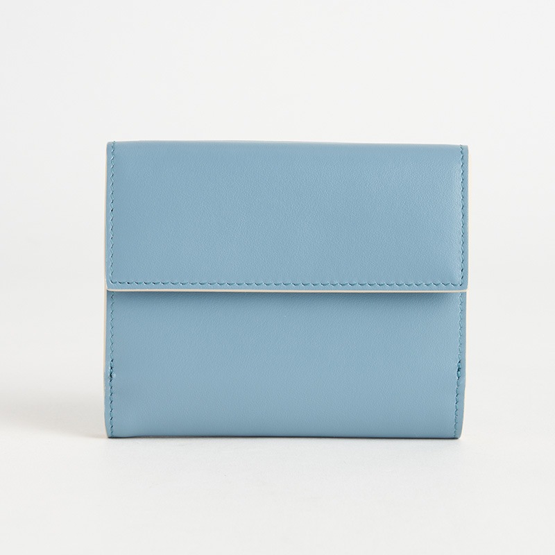 Blason Small Wallet ブラゾン ２つ折り財布（フラップ付） スムースカーフ ターコイズ