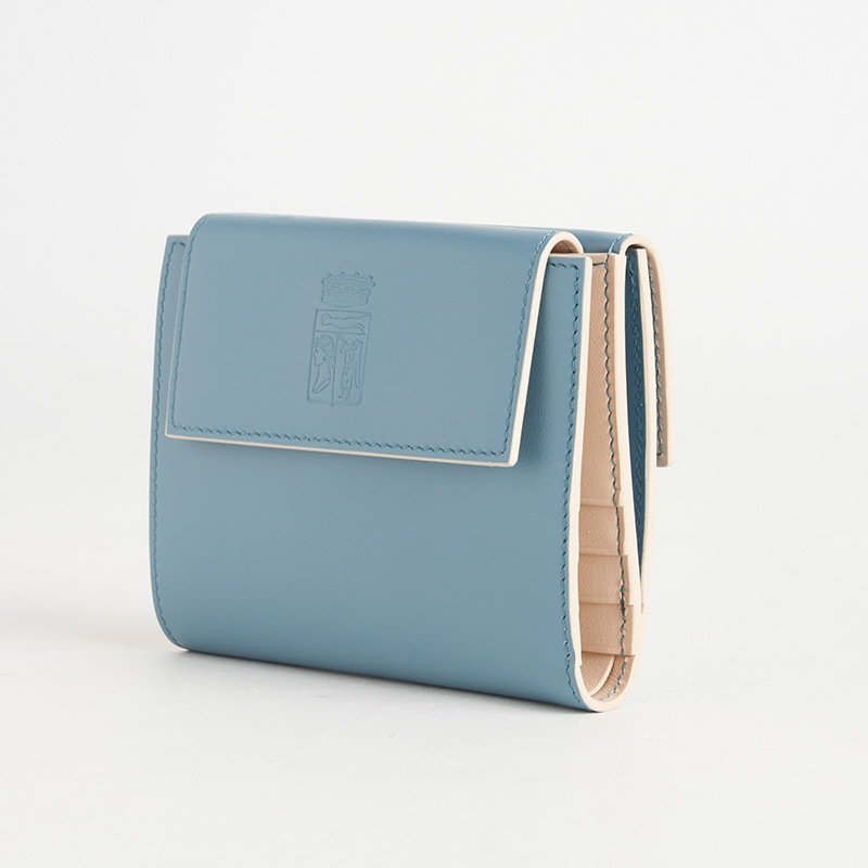 Blason Small Wallet ブラゾン ２つ折り財布（フラップ付） スムースカーフ ターコイズ