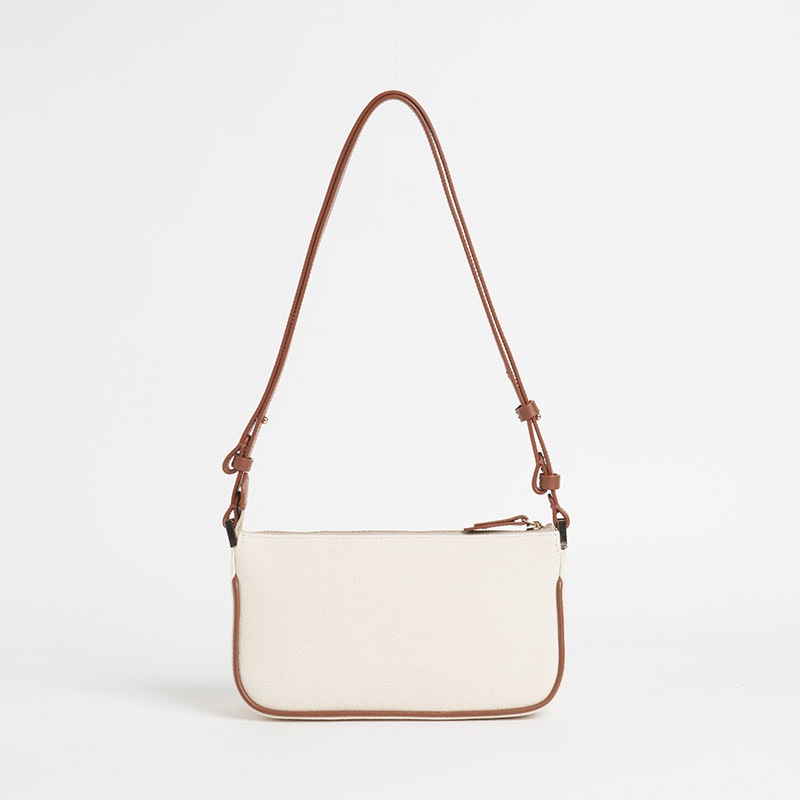 Le BLASON CANVAS SHOULDER POCHETTE ブラゾン キャンバスショルダーポシェット100%コットンキャンバス x スムースカーフ ナチュラル x ライトブラウン