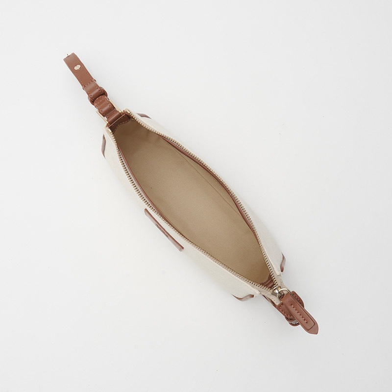 Le BLASON CANVAS SHOULDER POCHETTE ブラゾン キャンバスショルダーポシェット100%コットンキャンバス x スムースカーフ ナチュラル x ライトブラウン