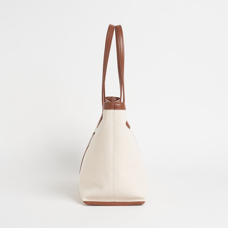 Le BLASON CANVAS TOTE ブラゾンキャンバストート 100％コットンキャンバス x スムースカーフ ナチュラル x ライトブラウン