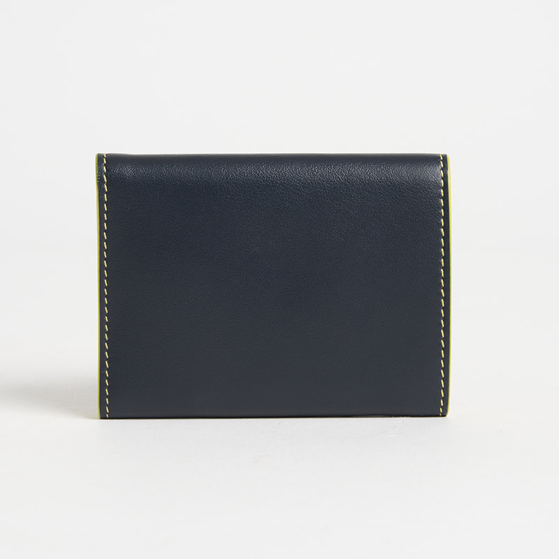 Blason Mini Wallet ブラゾン 3つ折りミニ財布(小銭入れ付)スムースカーフ ブルー・ニュイ