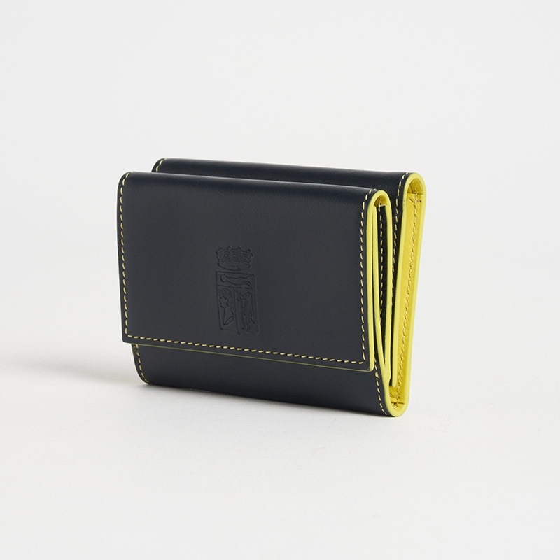 Blason Mini Wallet ブラゾン 3つ折りミニ財布(小銭入れ付)スムースカーフ ブルー・ニュイ