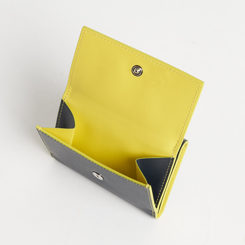 Blason Mini Wallet ブラゾン 3つ折りミニ財布(小銭入れ付)スムースカーフ ブルー・ニュイ