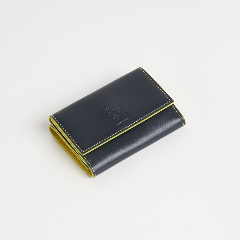 Blason Mini Wallet ブラゾン 3つ折りミニ財布(小銭入れ付)スムースカーフ ブルー・ニュイ
