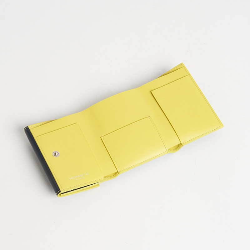 Blason Mini Wallet ブラゾン 3つ折りミニ財布(小銭入れ付)スムースカーフ ブルー・ニュイ