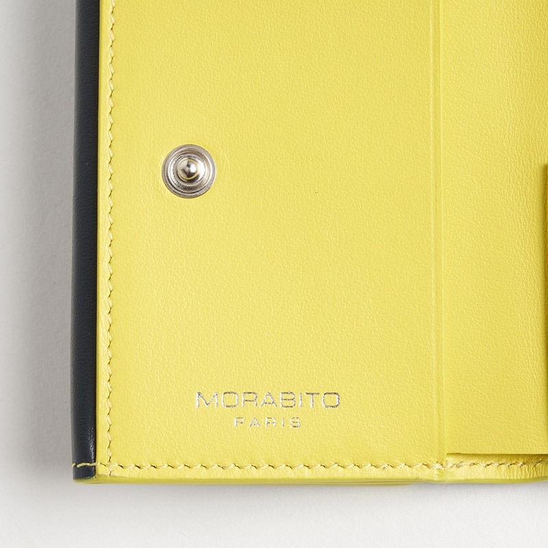 Blason Mini Wallet ブラゾン 3つ折りミニ財布(小銭入れ付)スムースカーフ ブルー・ニュイ