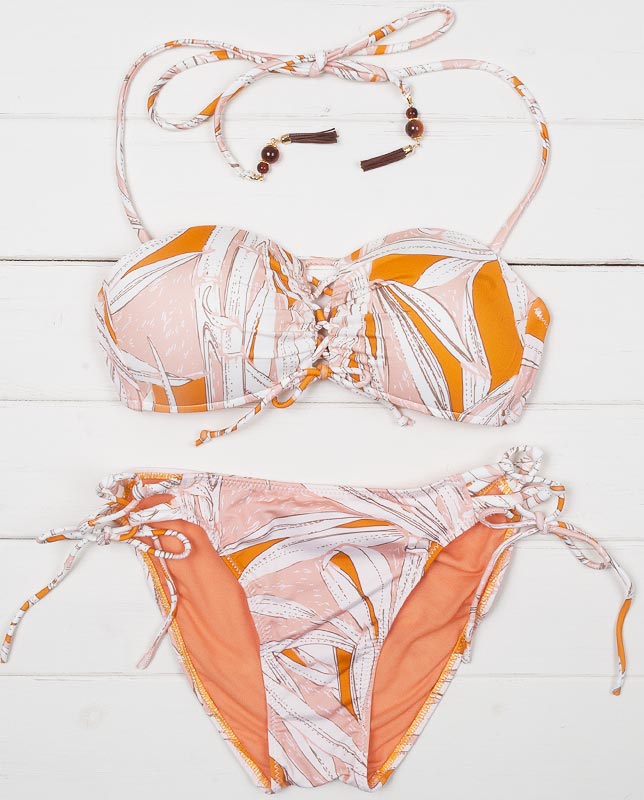 アートボタニカル フロント編みバンドゥ水着【LAULEA】