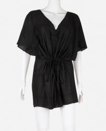 Vネック切り替えチュニックドレス ブラック Morena Rosa|ウエア