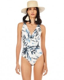 リゾートボタニカル柄 バッククロスパッド無しワンピース水着 Morena Rosa