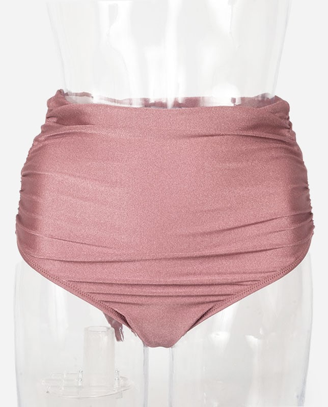 ワンカラー ハイウエストボトム水着 【LAULEA】