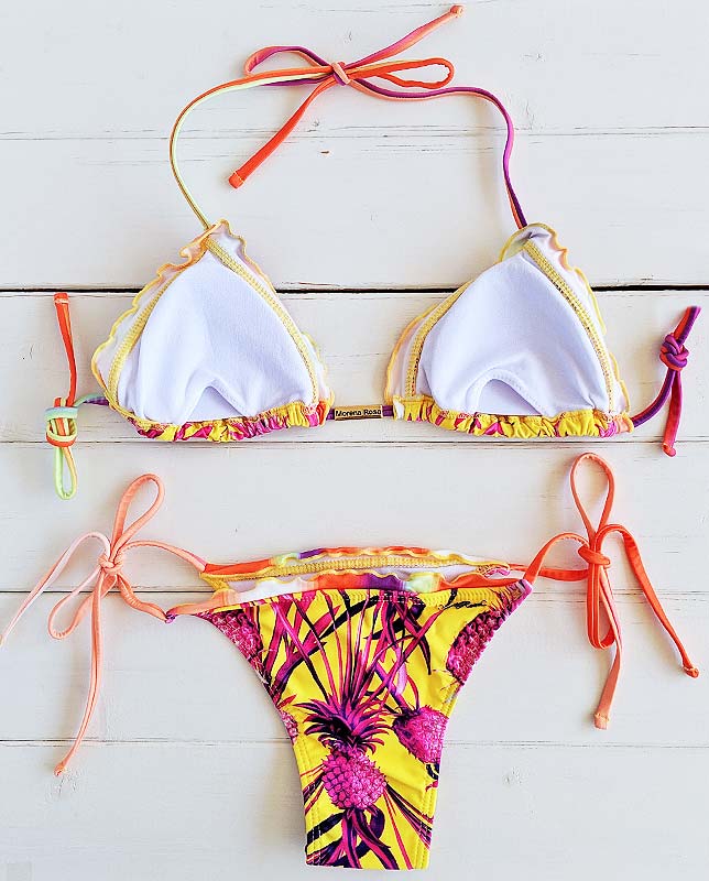 MANOUSH マヌーシュ ビキニ XS パイナップル柄 ピンク 未使用 セール】レースフレアビキニ・パイナップル柄ショーツ 水着2点