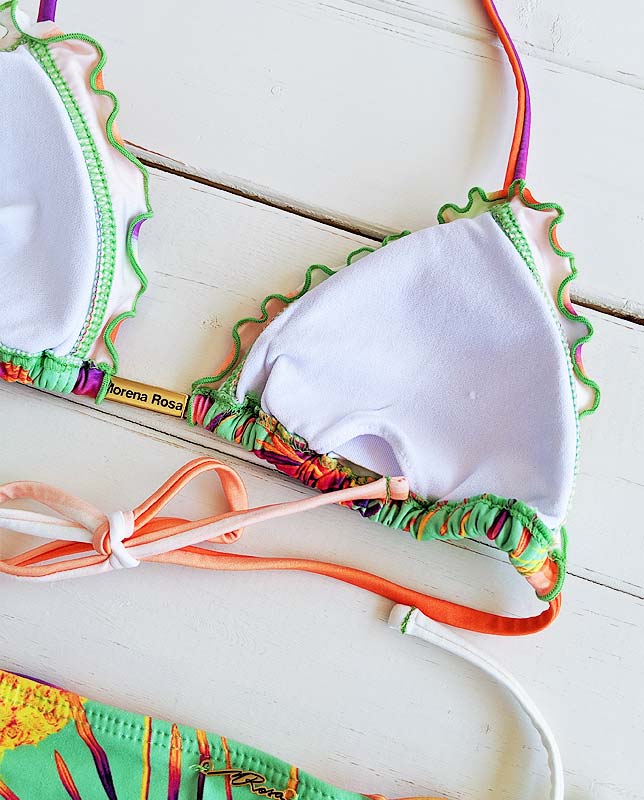 縁フリルピンクパイナップル柄三角水着 ライム Morena Rosa | すべての