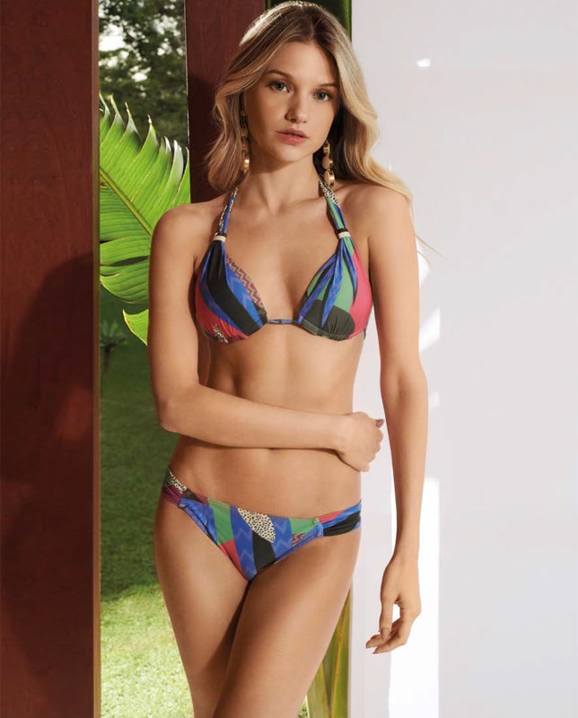 アート風ボタニカル柄 ホルターネック水着 Morena Rosa