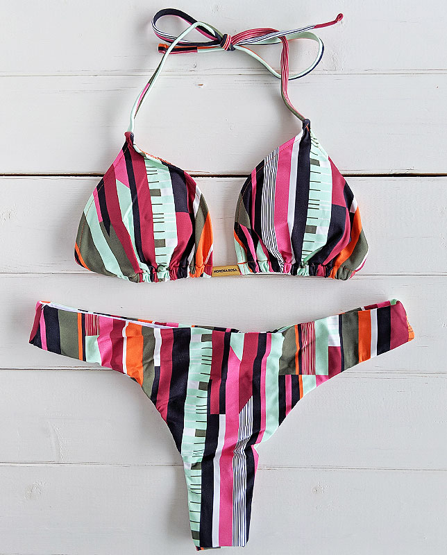 グラフィックストライプ Tバック 三角水着 Morena Rosa