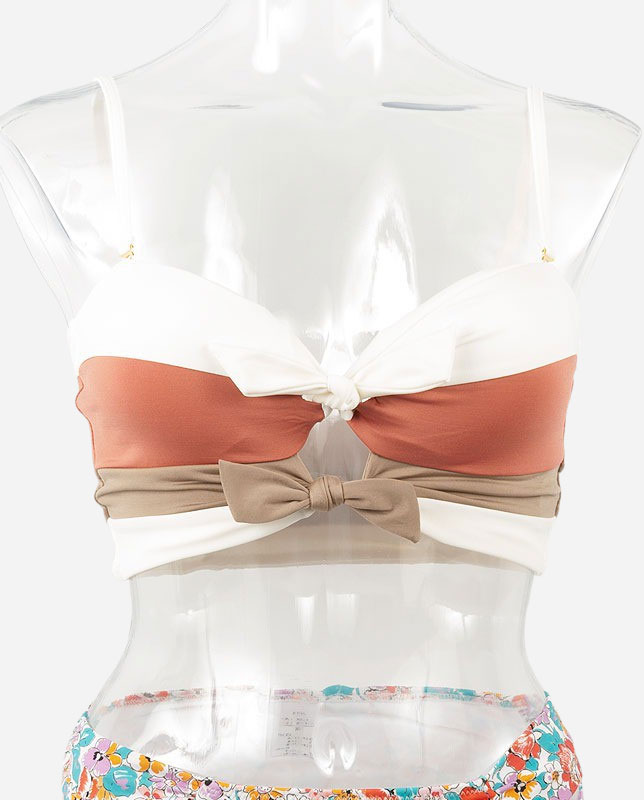 小花柄フロントリボンノットバンドゥ水着 【LAULEA】