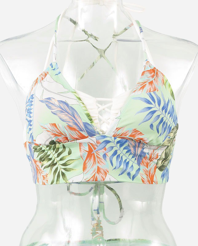ボタニカル柄バンドゥ・ハーフトップ水着3点セット 【LAULEA