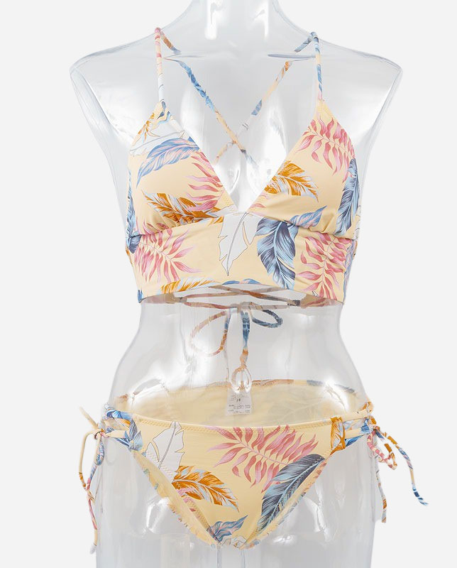 ボタニカル柄バンドゥ・ハーフトップ水着3点セット 【LAULEA