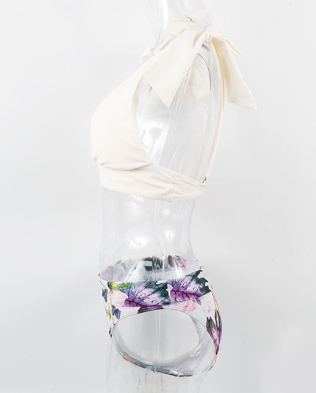 ワンカラープッシュアップパッド水着　体型カバー 【LAULEA】11号 ワンカラー 肩リボン ワンカラープッシュアップパッド水着