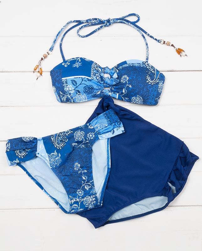 バンダナ柄バンドゥ＆ハイウエスト3点セット水着 【LAULEA】