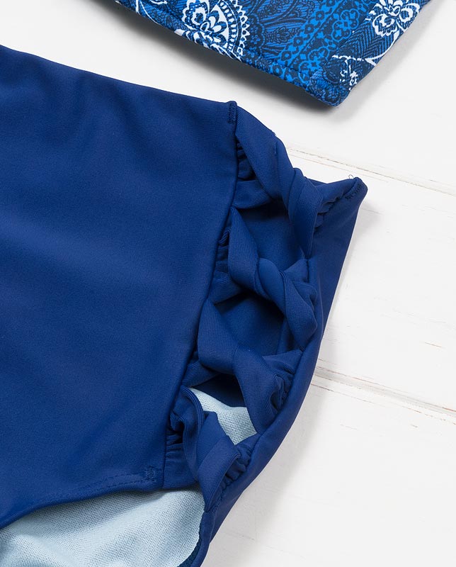 バンダナ柄バンドゥ＆ハイウエスト3点セット水着 【LAULEA】