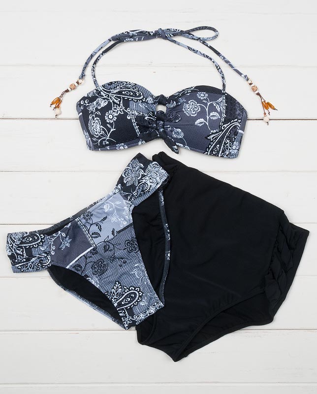 バンダナ柄バンドゥ＆ハイウエスト3点セット水着 【LAULEA】