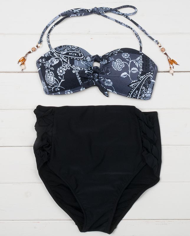 バンダナ柄バンドゥ＆ハイウエスト3点セット水着 【LAULEA】